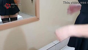 Why does this married wife suck, spit, and swallow cum while her cuckold husband waits outside?