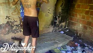 Fucking that naughty woman outdoors, almost caught by homeless.