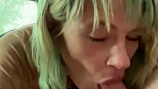 Real hooker sucks cock in car backseat