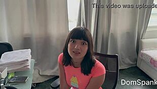 Converting cute girl into spanking model with big ass