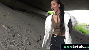 Busty hungarian student poses for photoshoot and outdoor session