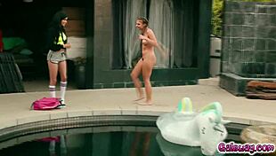 savannah sixx kissing gia derza deeply, then heading to the bedroom for more hot touching and groping