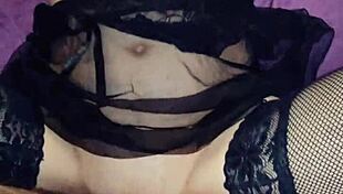 Mature MILF's Stockings Pulled Down for Intense Anal Fucking in Close-Up