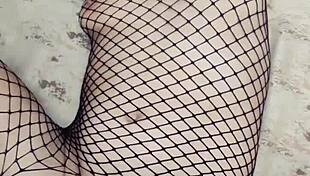 Mature MILF's Stockings Pulled Down for Intense Anal Fucking in Close-Up