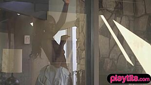 Petite Ebony Beauty Flaunts Naked Body And Bubble Butt