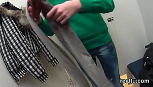 Czech sweetie tempted in mall then undressed with clothes ripped. She gets assfucked hard in pov reality shop scene