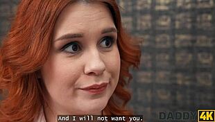 daddy4k redhead jumps on daddy's cock wildly