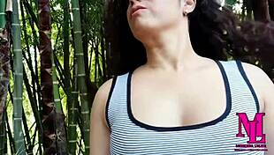 Sexy 18-year-old Latina says, 'Watch me squirt outdoors with my big natural tits'