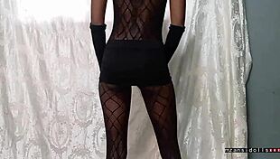 18-Year-Old Ebony Fucked in Fishnets