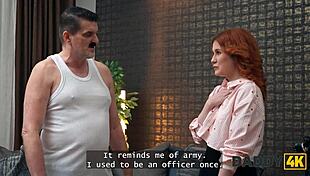 daddy4k redhead jumps on daddy's cock wildly