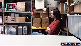 the cute brunette shoplifter teen gets caught and punished with a fuck