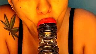 horny colombian playing with her dildo in a shower