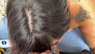 A large bbw woman has sex with a dwarf who has a big cock.