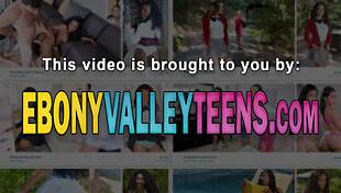 Classy ebony teen performs oral