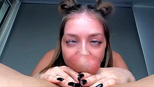 Deep face fucking she knows what to do with it