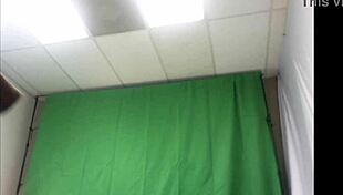 Savanna Brown poses nude for the horny photographer, showing off her wet trimmed pussy.