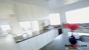 Busty Brunette MILF Step Mom Brooke Beretta Loves Fucking In The Kitchen With Young Guy