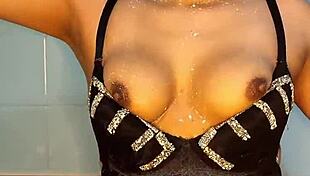 horny colombian playing with her dildo in a shower