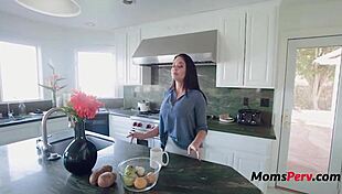 Busty Brunette MILF Step Mom Brooke Beretta Loves Fucking In The Kitchen With Young Guy