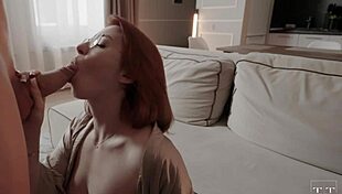 Redheaded Cutie In Glasses Enjoys Sloppy One On One Session