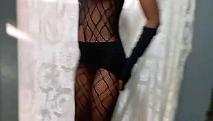 18-Year-Old Ebony Fucked in Fishnets