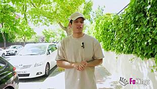 In this casting, busty blonde gets quick doggystyle outdoor with latin cock