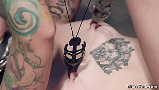 hey, clamped with pins this blonde gets suspended for choking and whipping 😈