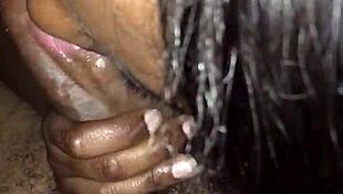 Watch this young black teen deepthroat and spit on that sloppy head!