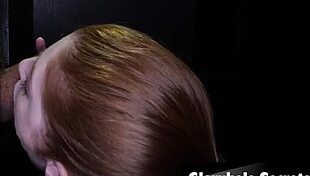 Redhead Enjoys Sucking And Slurping On Dicks At The Gloryhole