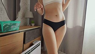 Girlfriend Tries on Panties in Changing Room