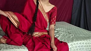 Hot Indian bhabhi in red sari gets FUCKED by neighbor.
