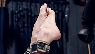 hey, clamped with pins this blonde gets suspended for choking and whipping 😈