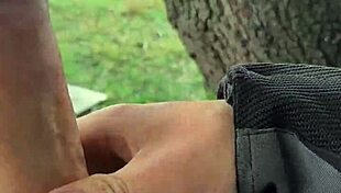 Flashing big cock outdoors