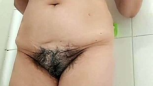 Stepmom bathes after hard fucking her latina pussy!