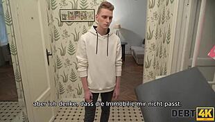 Russian Shopaholic Fucked by Debt Collector in Husband's Presence!