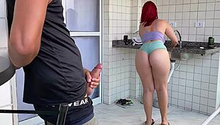 Hired Naughty Latina Maid With Big Ass Gets Anal And Cum From Voyeur Boss