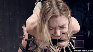 hey, clamped with pins this blonde gets suspended for choking and whipping 😈