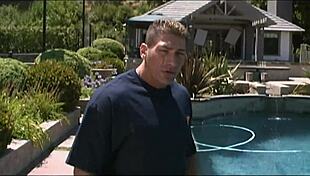 cute blonde nicole relaxes in the water before getting her shaved pussy fucked in doggystyle and riding a monster cock.