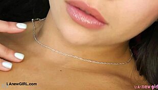 Super Cute Brunette Teen Shows Sexy Body On Sofa