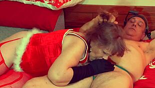 Granny Carmen Enjoys A Special Christmas Throat Session