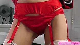 Hot coed Sicilia SUCKS dick and gets HARD FUCKED on the bed!