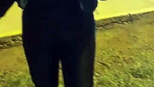 Mature Woman Flashes In Leggings At Party, Teasing With Striptease And Clothes Ripped