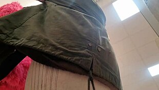 Italian stepmother flashes ass and hairy pussy in dressing room