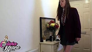 hey that naughty college student in lingerie and heels is getting a rough spanking on the bed.