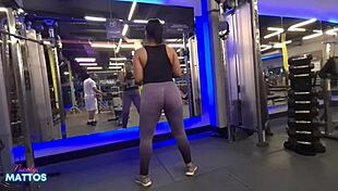 Wet Gym Training Without Panties Teases Trainer into Sweaty Home Fingering