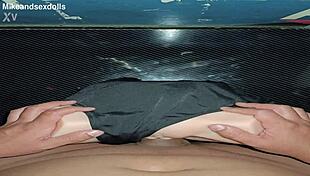 Trailer candy in swimsuit gets fucked with handjob and masturbation