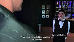 Can you believe this couple is fucking a stranger right here in the restaurant?