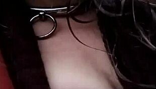 watch this slave girl masturbate in leather harness outdoors