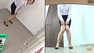 japanese babe wets herself in the bathroom on hidden cam