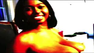 Black Babe with Big Tits Gives Blowjob to Huge Cock